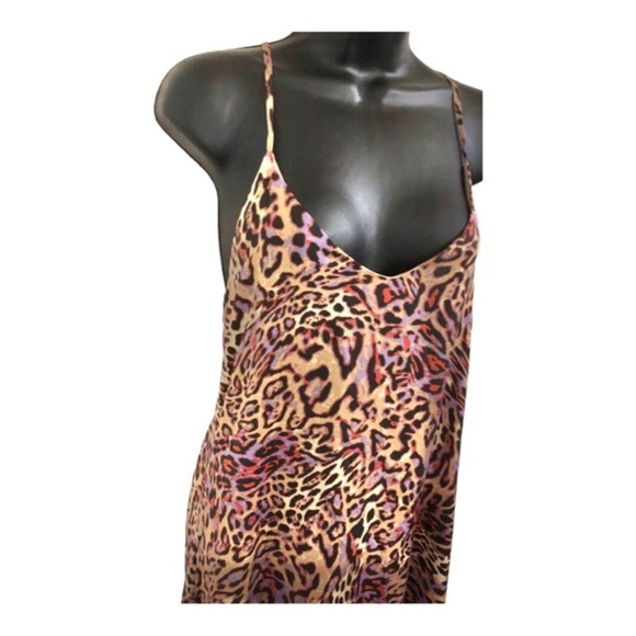 Nicole Miller satin effect animal print multi v-neck halter maxi dress size S - Picture 11 of 17